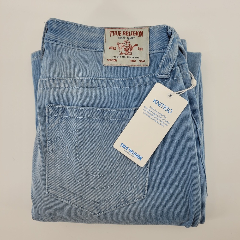 True Religion Becca Jeans Women 31 Flax Flower Blue Mid Rise Bootcut 209236